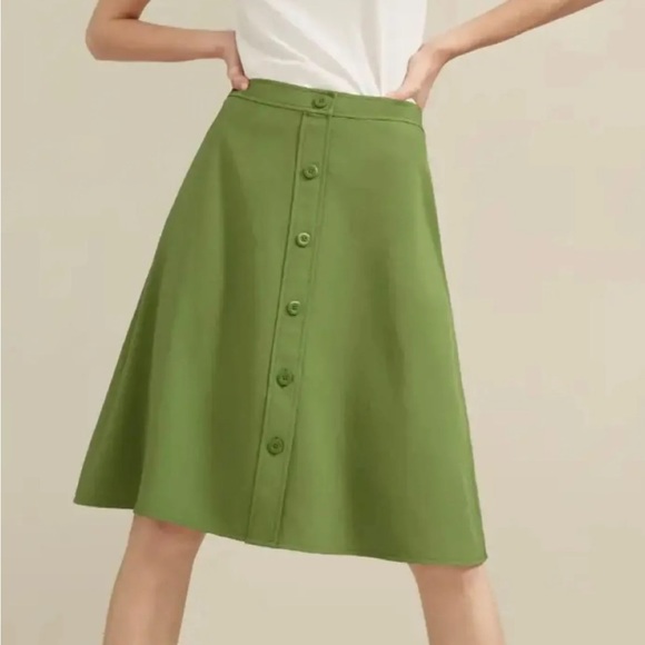 Everlane Japanese GoWeave Button Down Front Swing Skirt - Picture 2 of 11